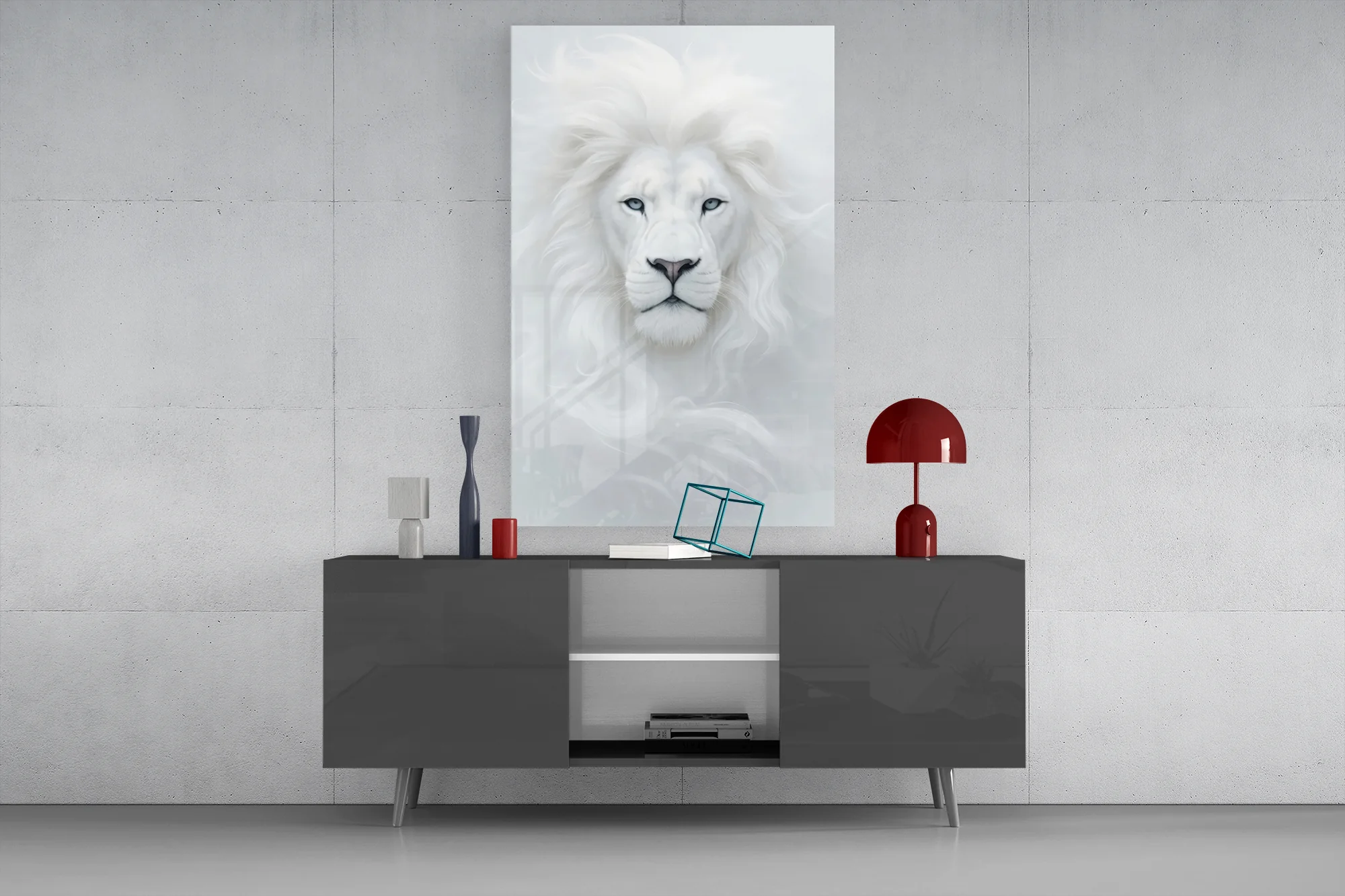 White Lion Glass Wall Art - Image 3