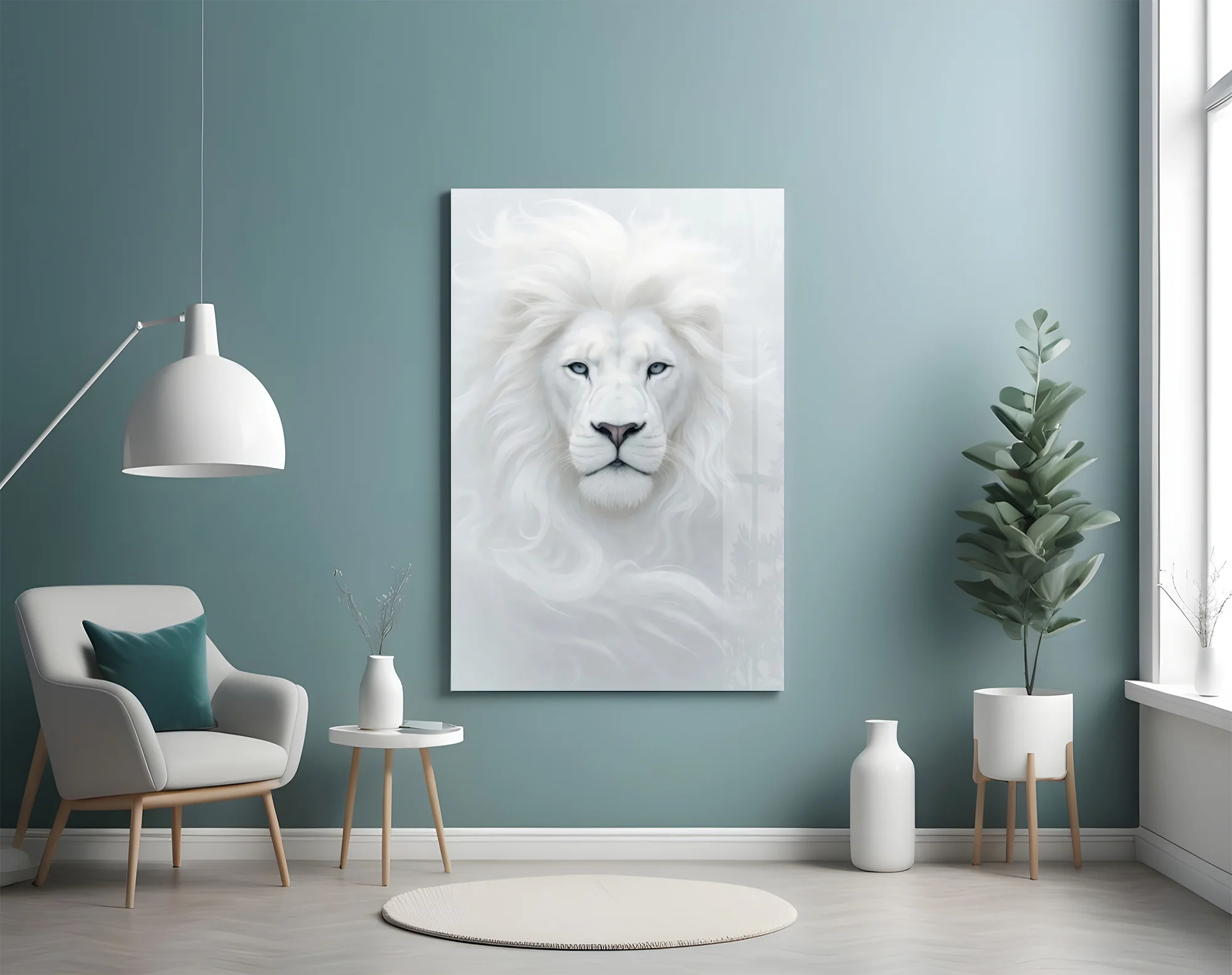 White Lion Glass Wall Art - Image 5