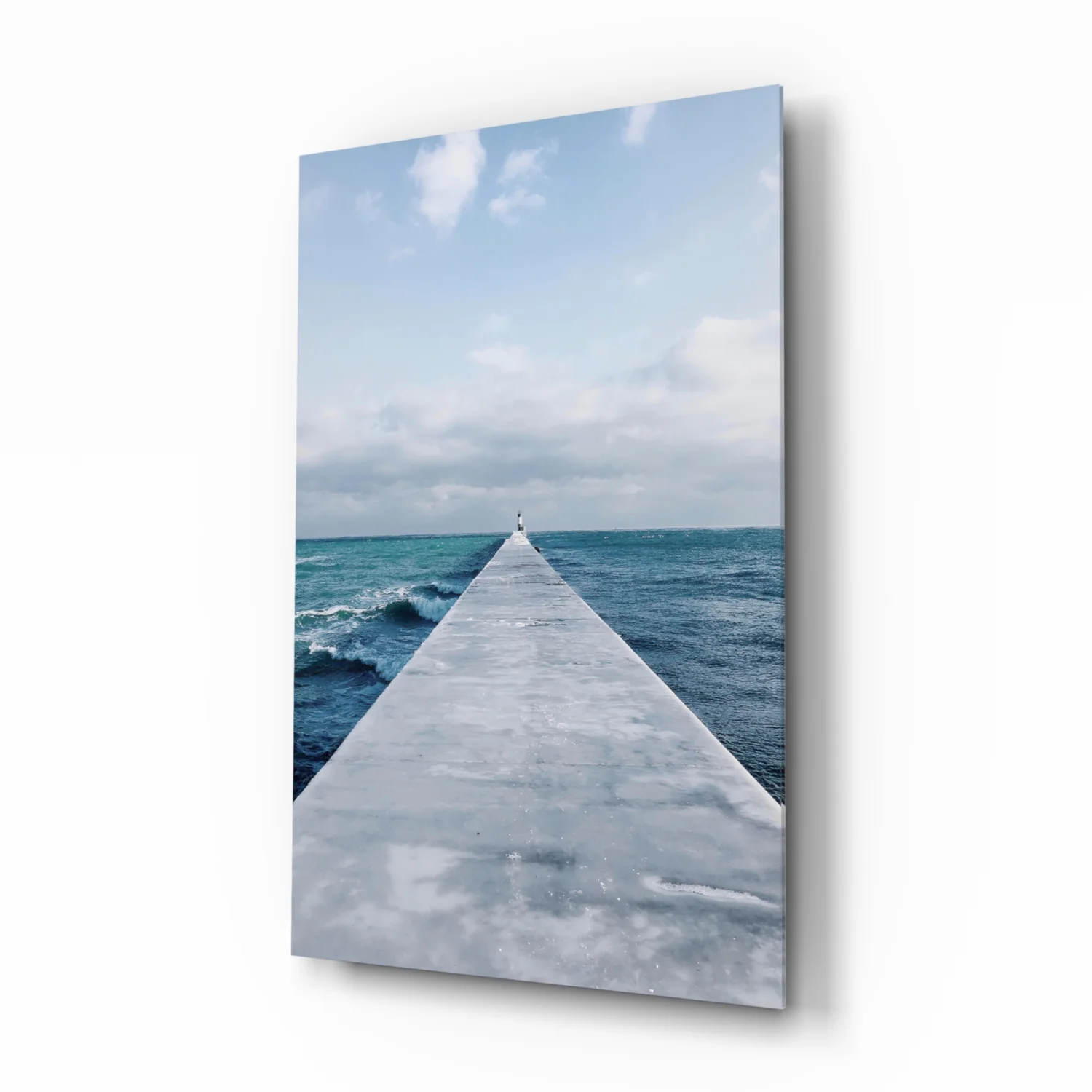 White Pier Turquoise Ocean Glass Wall Art - Image 2