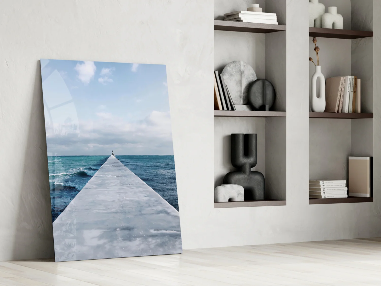 White Pier Turquoise Ocean Glass Wall Art - Image 7