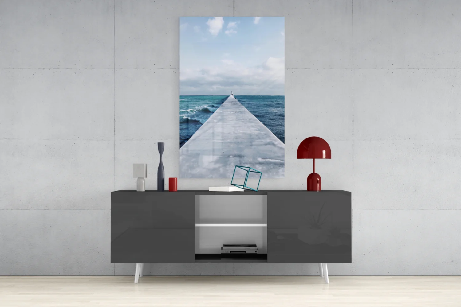 White Pier Turquoise Ocean Glass Wall Art - Image 9