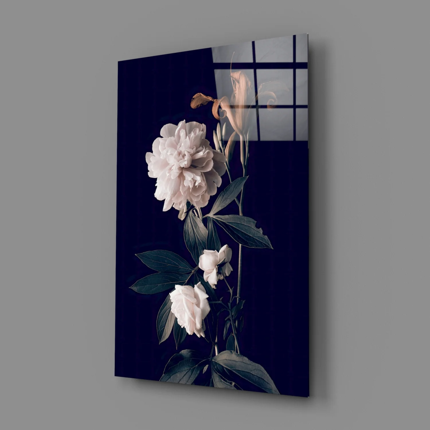 White Rose Glass Wall Art - Image 2
