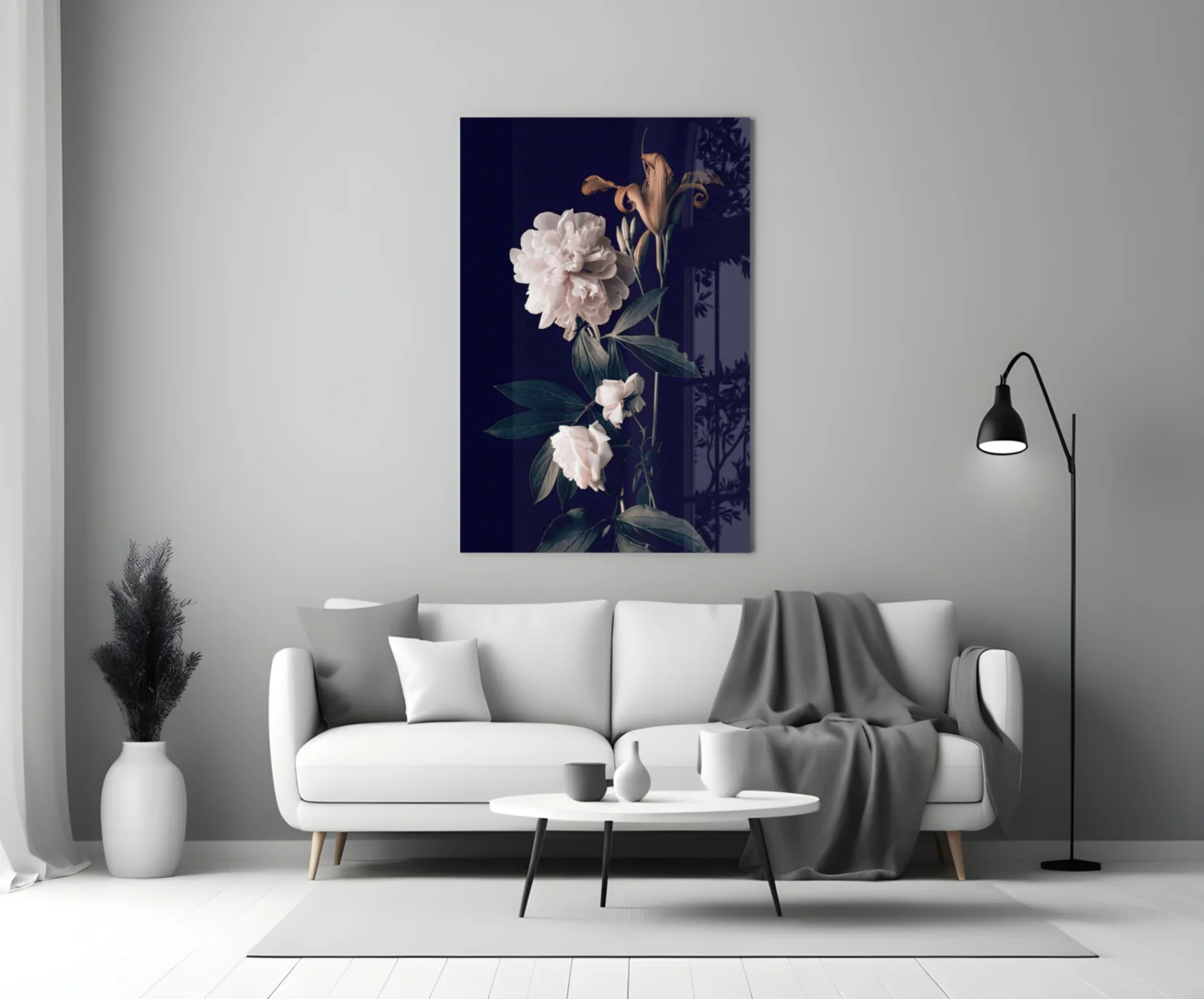 White Rose Glass Wall Art - Image 3