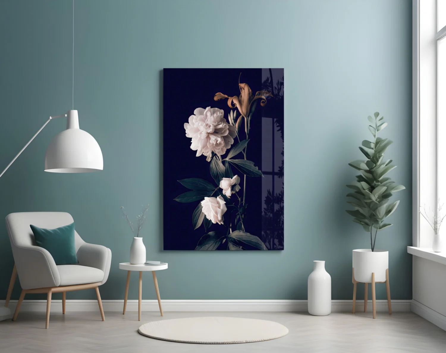White Rose Glass Wall Art - Image 4