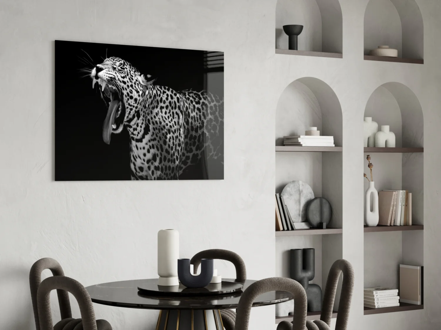Wide Yawn Leopard Glass Wall Art - Image 5
