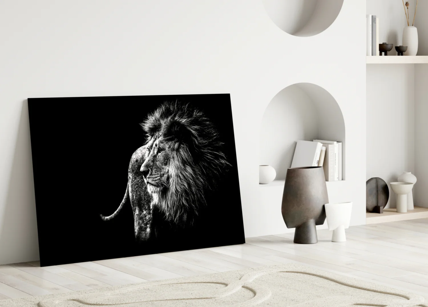Windswept Lion Side Profile Glass Wall Art - Image 3