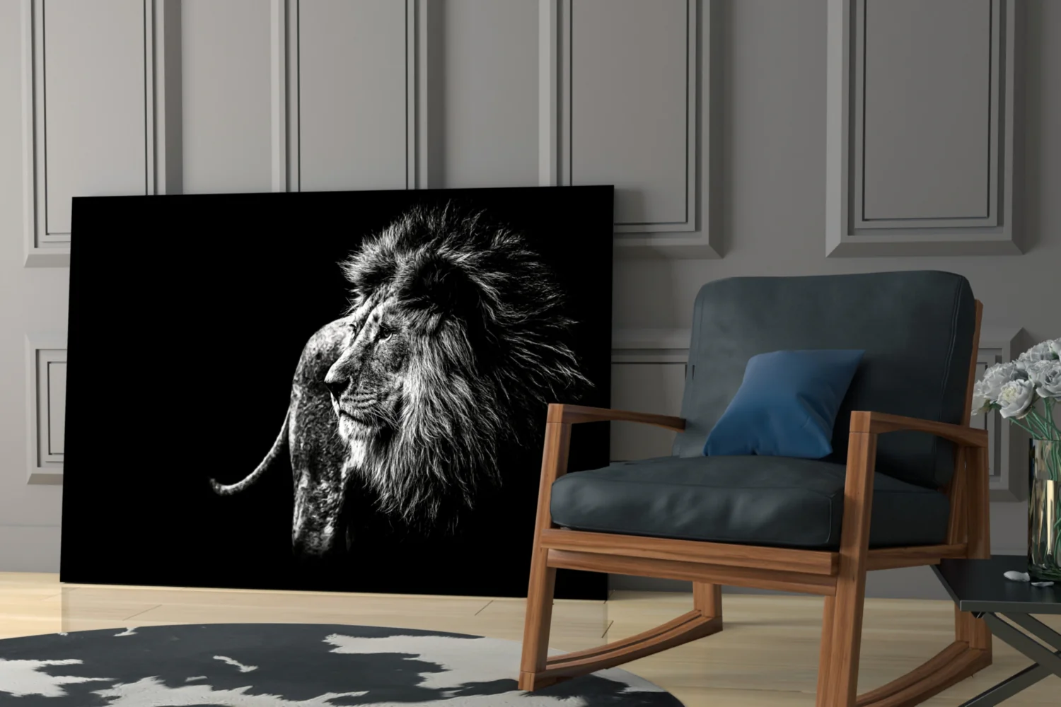 Windswept Lion Side Profile Glass Wall Art - Image 6