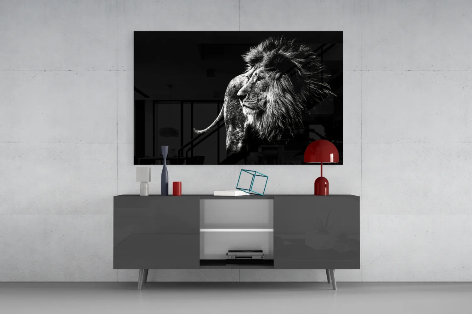 Windswept Lion Side Profile Glass Wall Art - Image 8