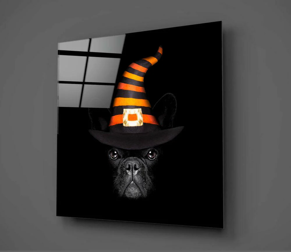 Witch Hat French Bulldog Glass Wall Art - Image 2
