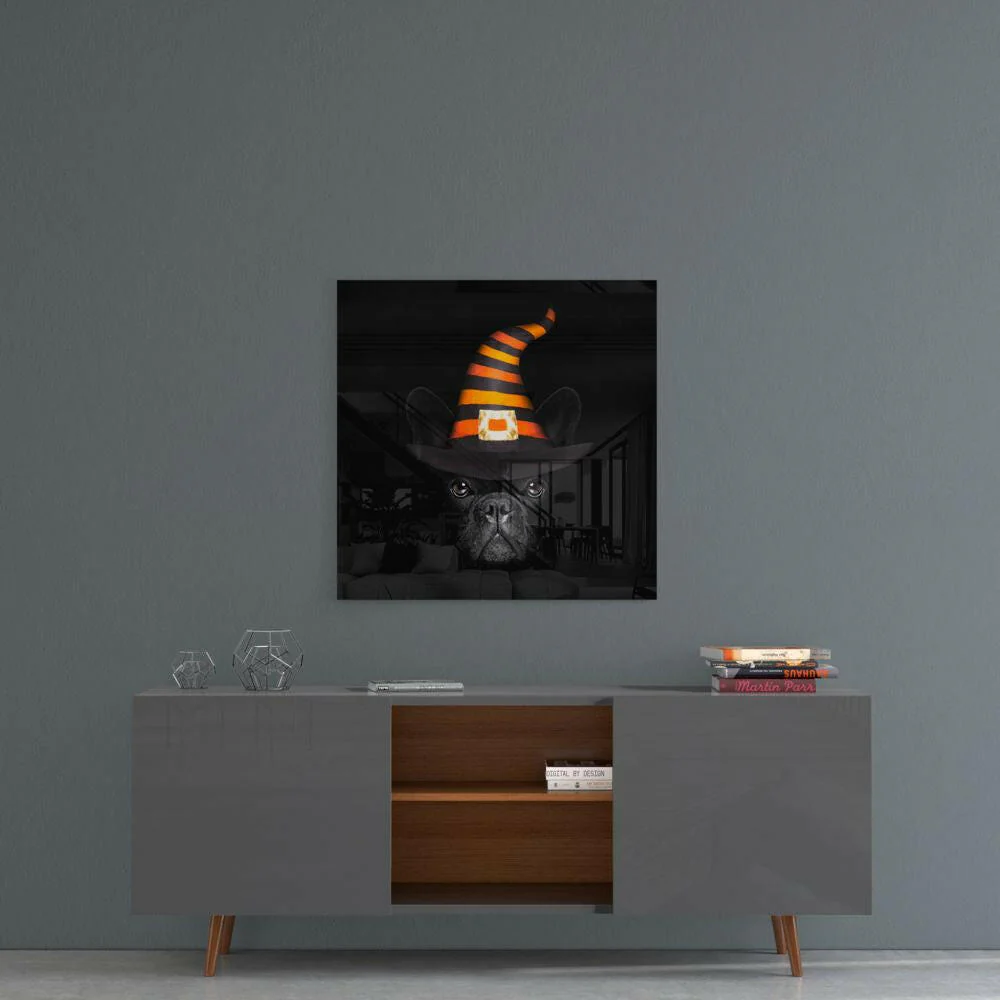 Witch Hat French Bulldog Glass Wall Art - Image 4