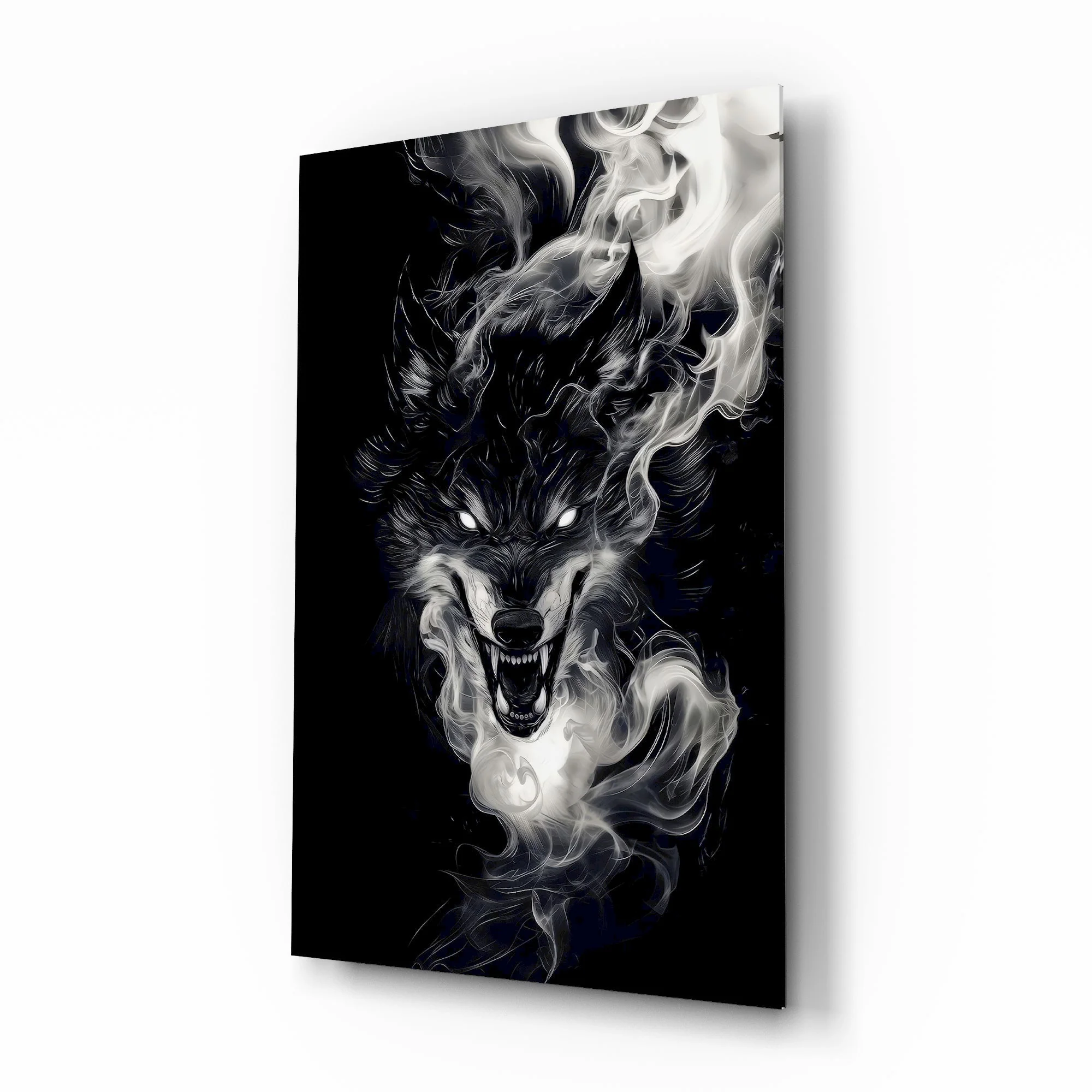 Wolf and Smoke Glass Wall Art