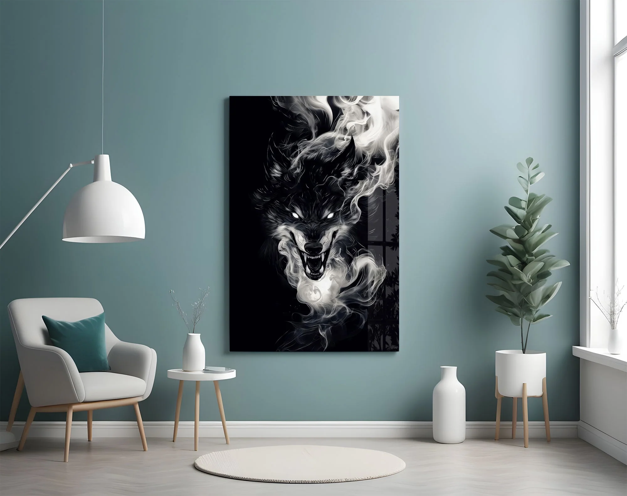 Wolf and Smoke Glass Wall Art - Image 4