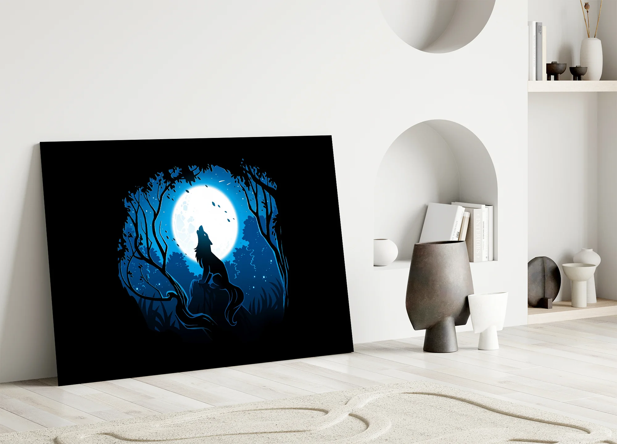 Wolf Howling at Moon Glass Wall Art - Image 5