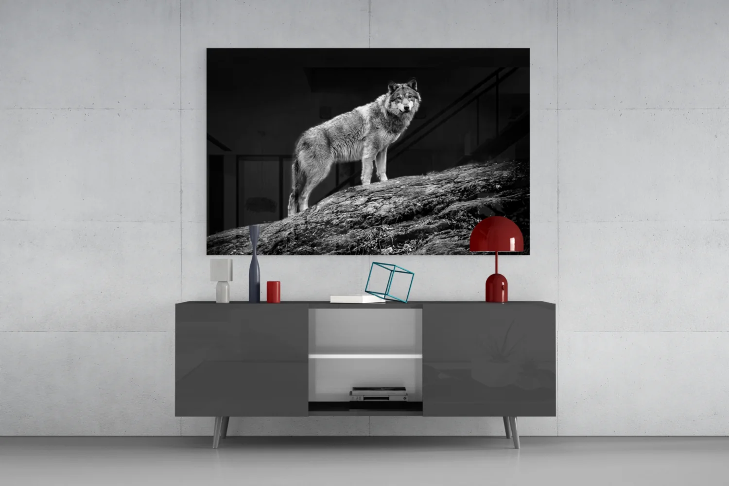 Wolf on Rocky Ridge Glass Wall Art - Image 8