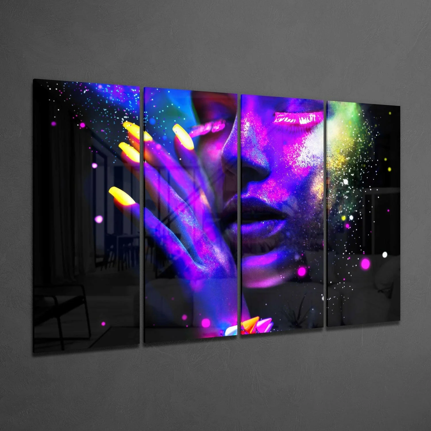 Woman 4 Pieces Mega Glass Wall Art (59"x36") - Image 2