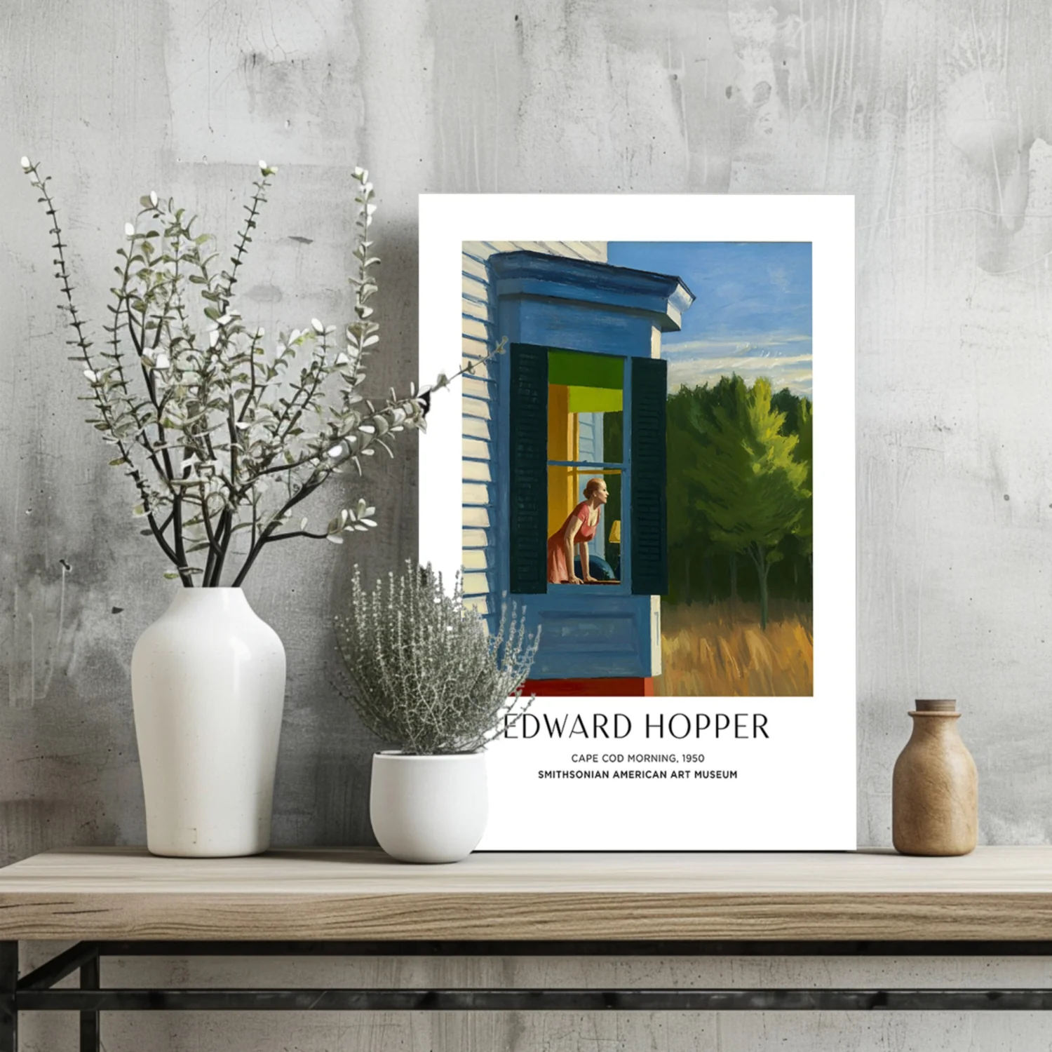 Woman at Blue Cottage Window Aluminum Print - Image 2