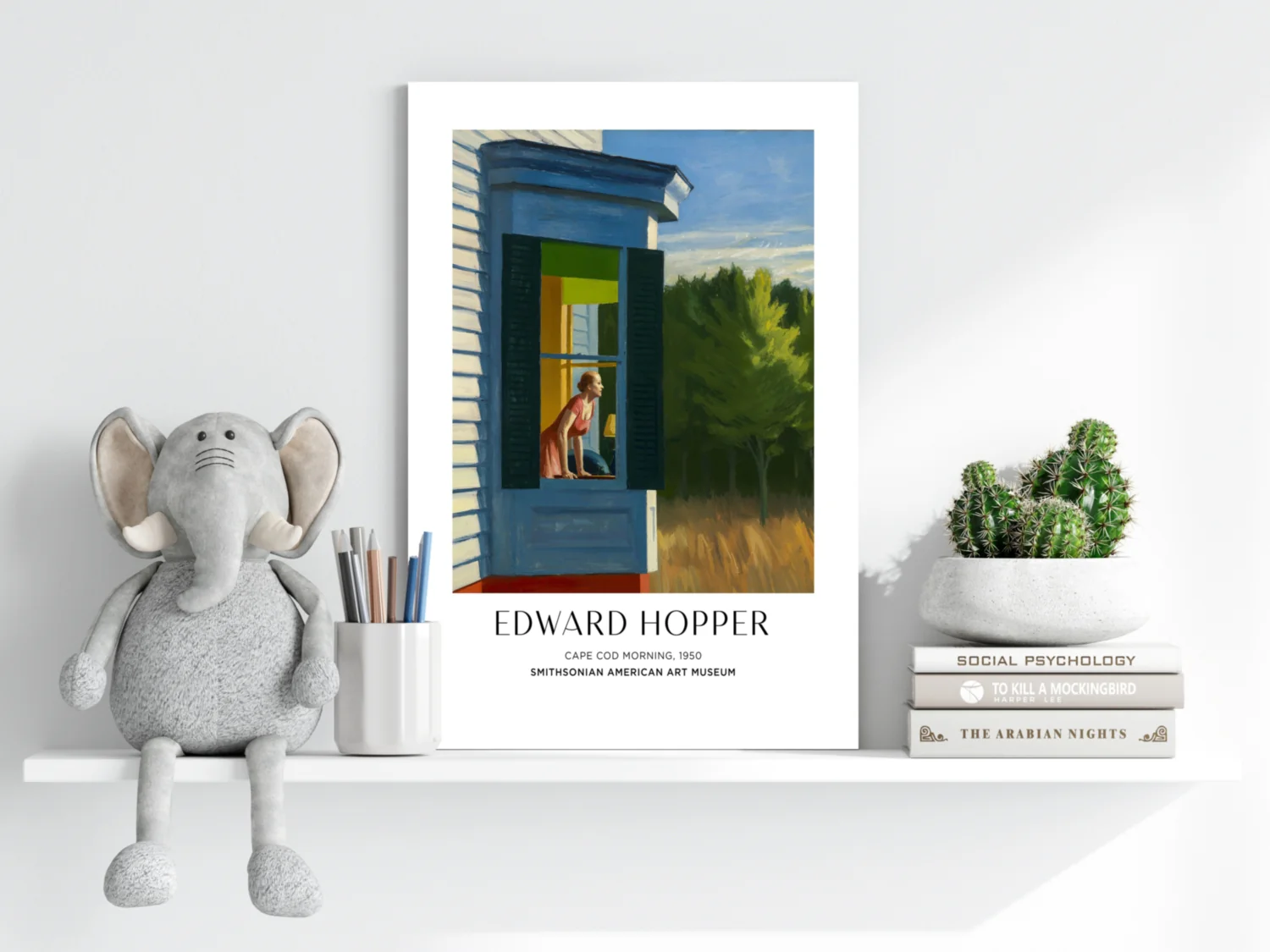 Woman at Blue Cottage Window Aluminum Print - Image 6