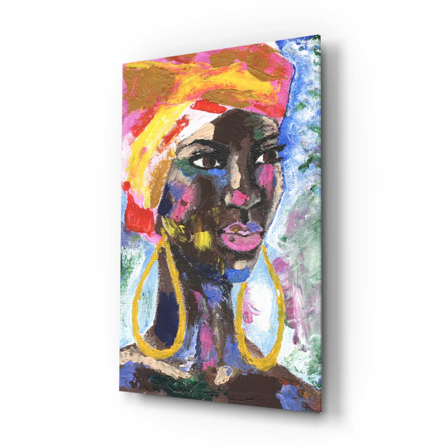 Woman with Earrings Glass Wall Art - Image 2