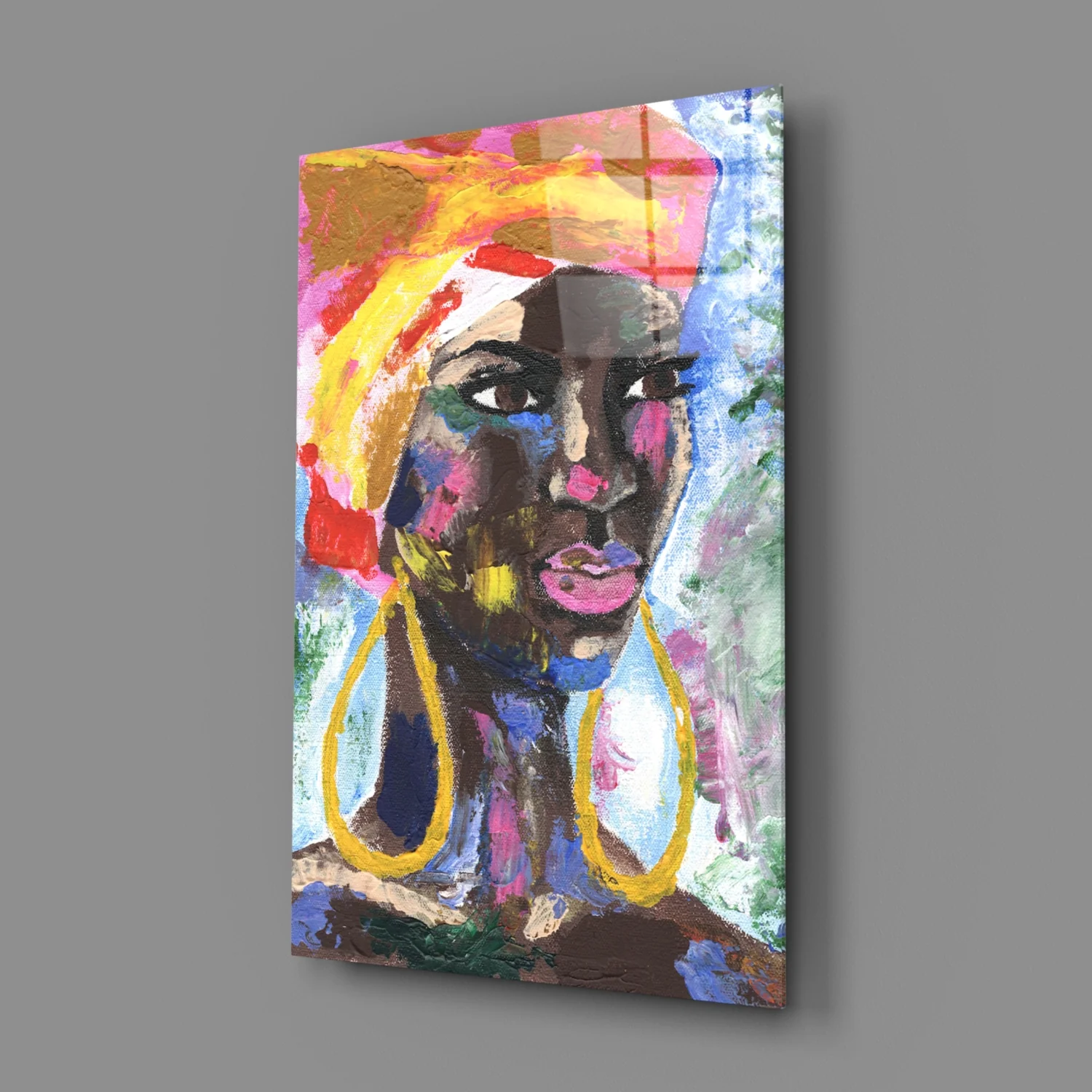 Woman with Earrings Glass Wall Art - Image 3