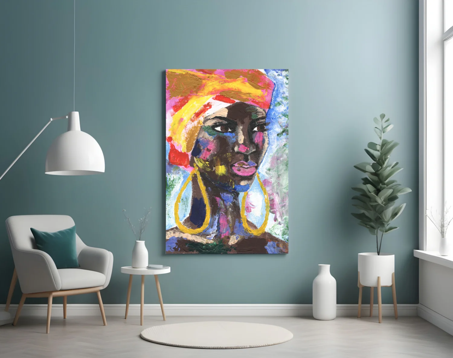 Woman with Earrings Glass Wall Art - Image 5