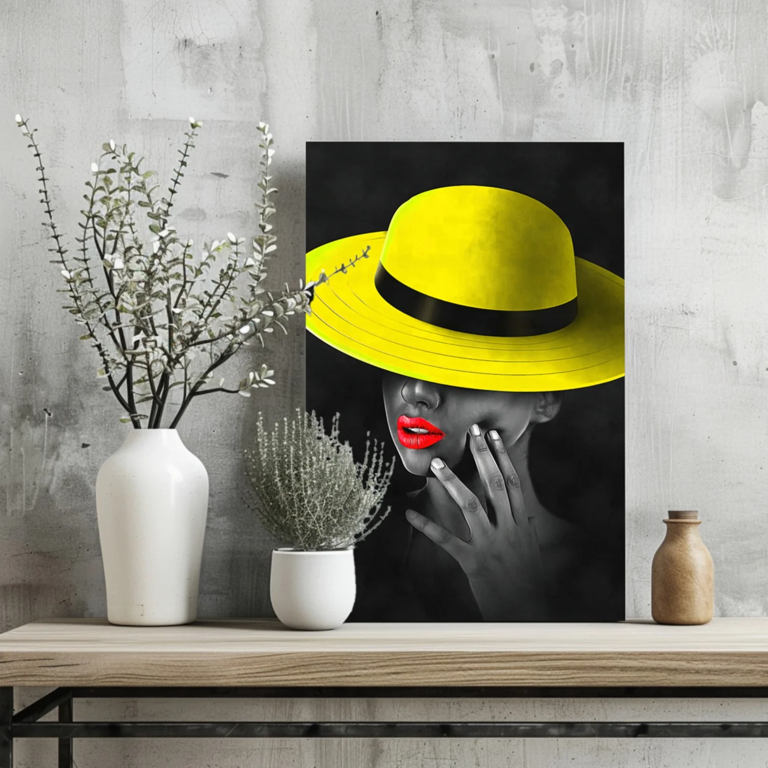Woman with Yellow Hat Aluminum Print - Image 2