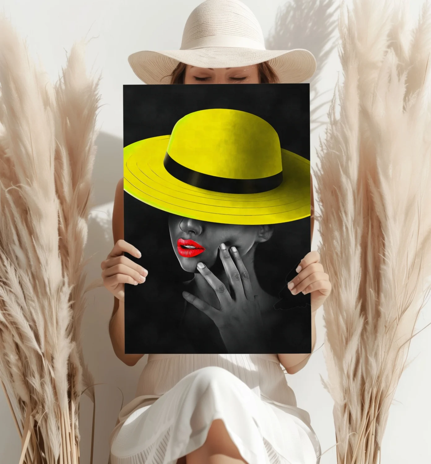 Woman with Yellow Hat Aluminum Print - Image 4