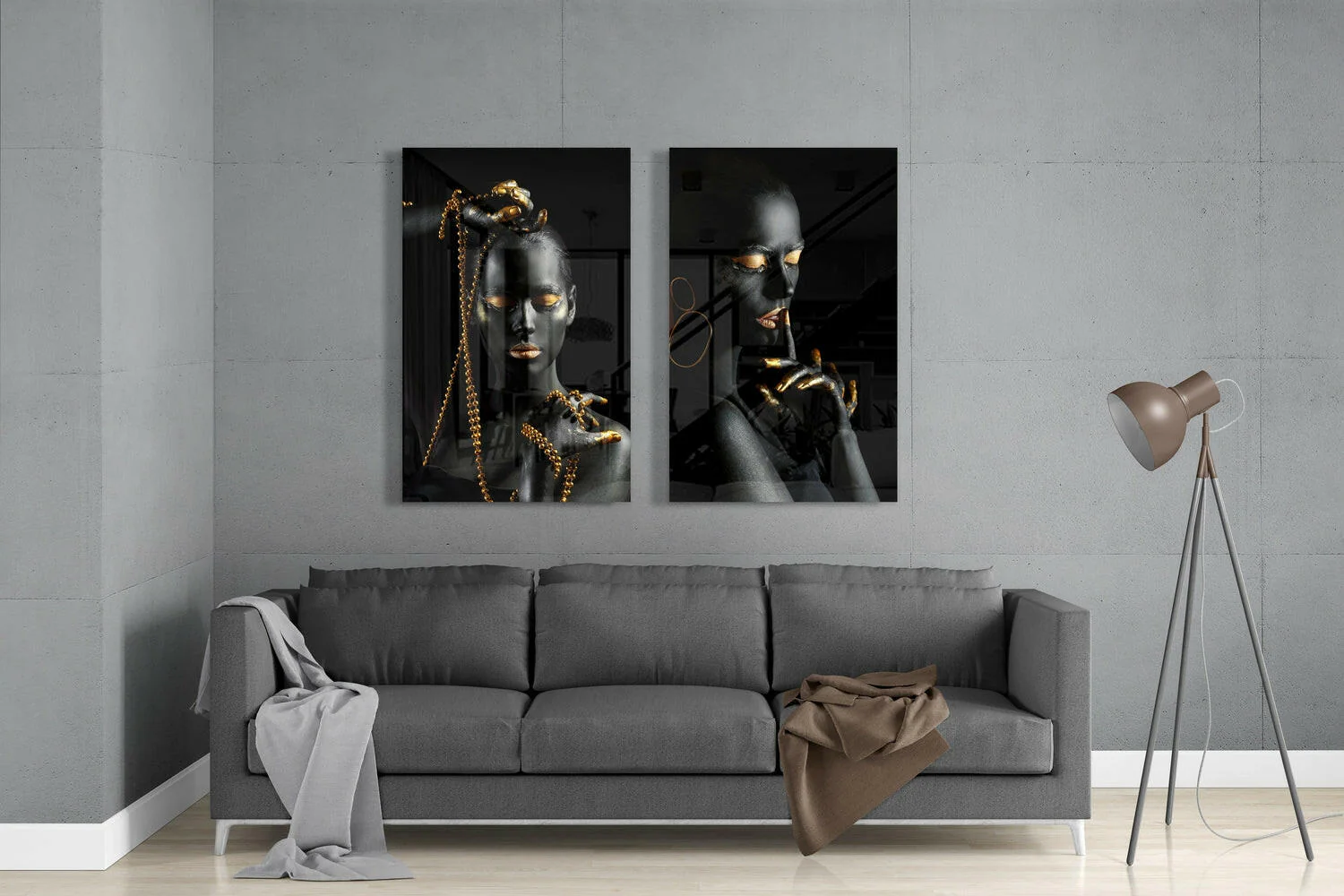 Women 2 Pieces Combine Glass Wall Art - Image 3