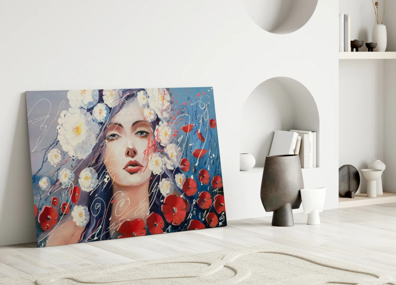 Women and Flowers Glass Wall Art - Image 3