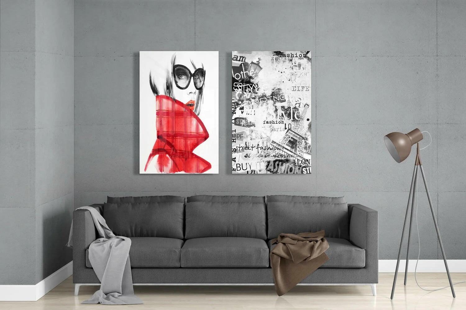 Women in Red 2 Pieces Combine Glass Wall Art - Image 3