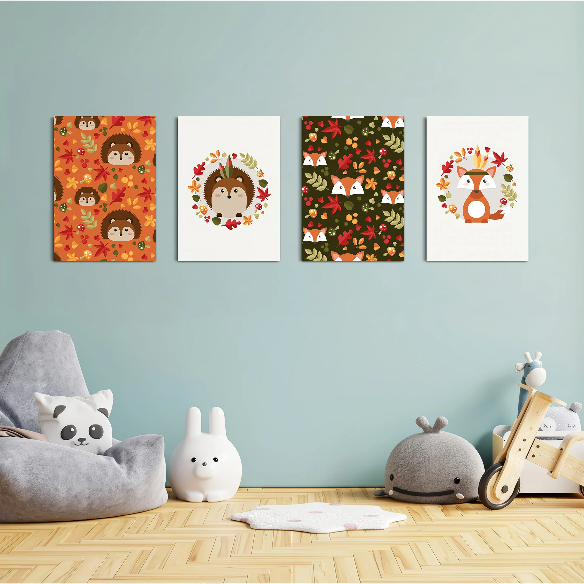 Woodland Autumn Friends 4 Pieces Kids Metal Wall Art - Image 4