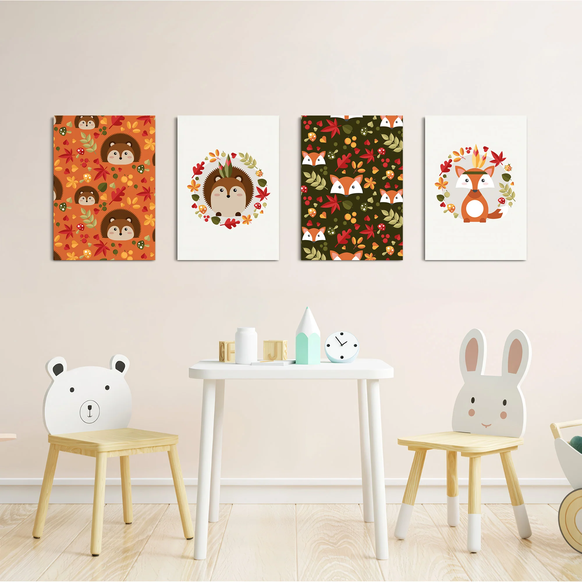 Woodland Autumn Friends 4 Pieces Kids Metal Wall Art - Image 5