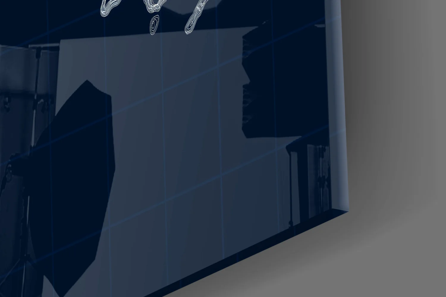 World Map Blueprint Glass Wall Art - Image 3