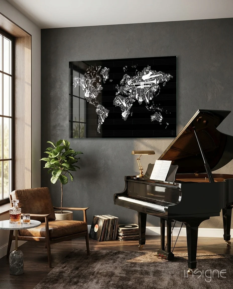 World of Music Glass Wall Art