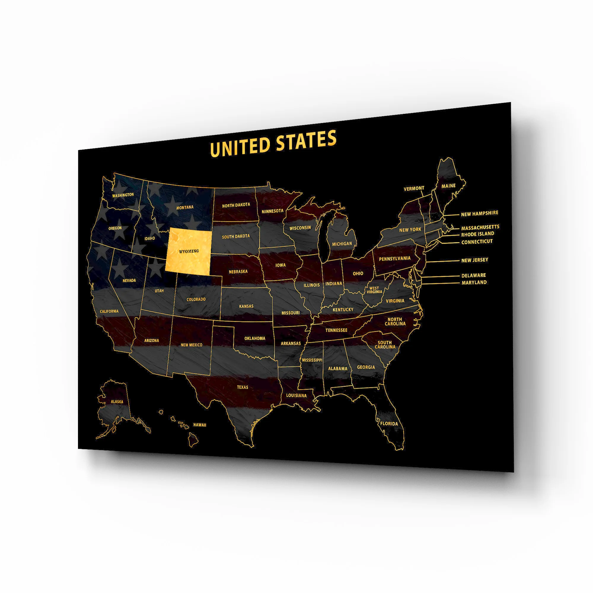 Wyoming State Map — Haptic 3D Embossed Metal Wall Art - Image 2