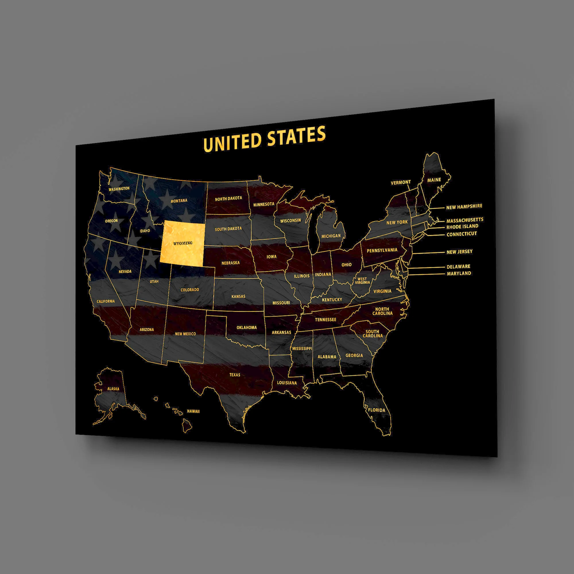 Wyoming State Map — Haptic 3D Embossed Metal Wall Art - Image 3