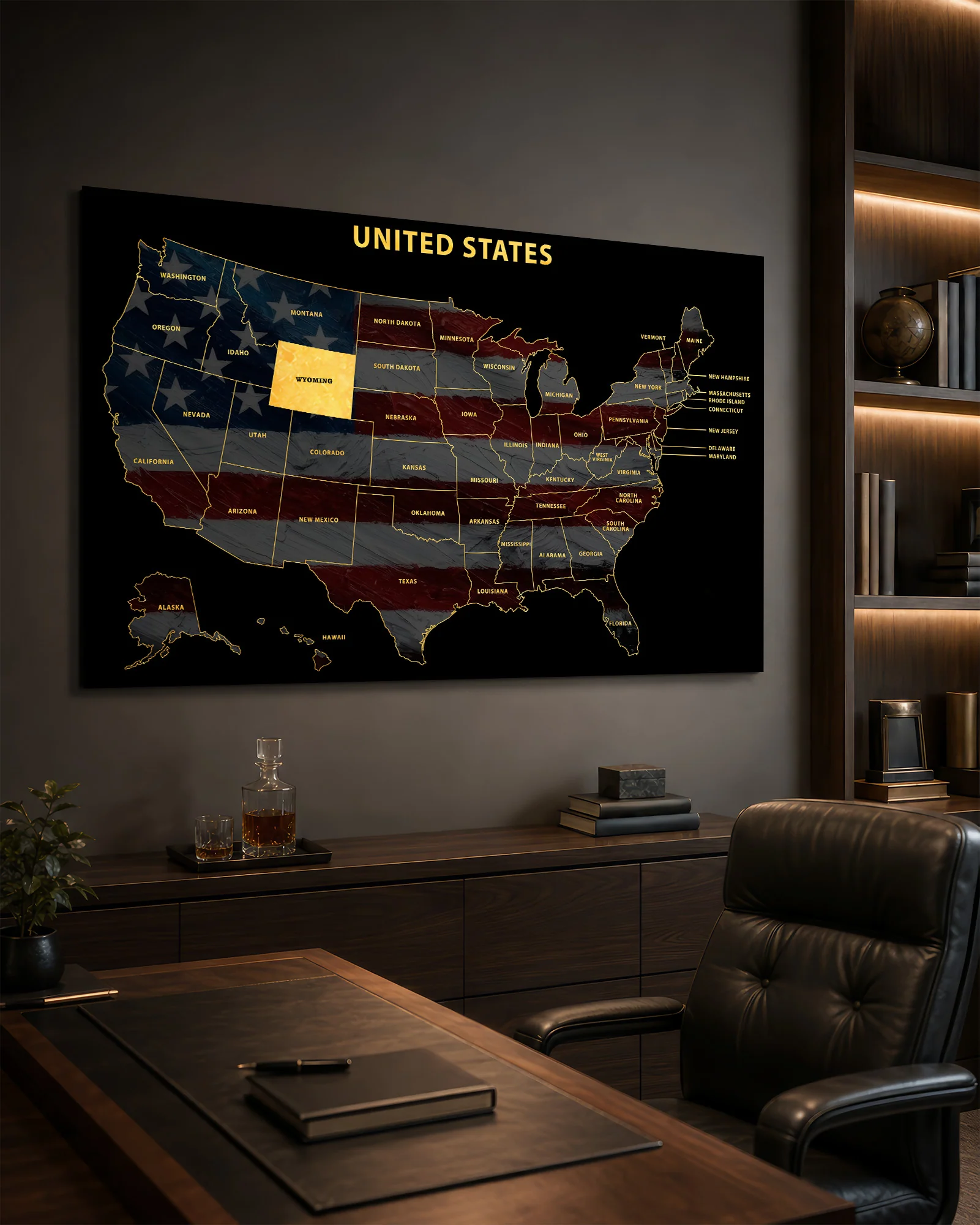 Wyoming State Map — Haptic 3D Embossed Metal Wall Art - Image 4