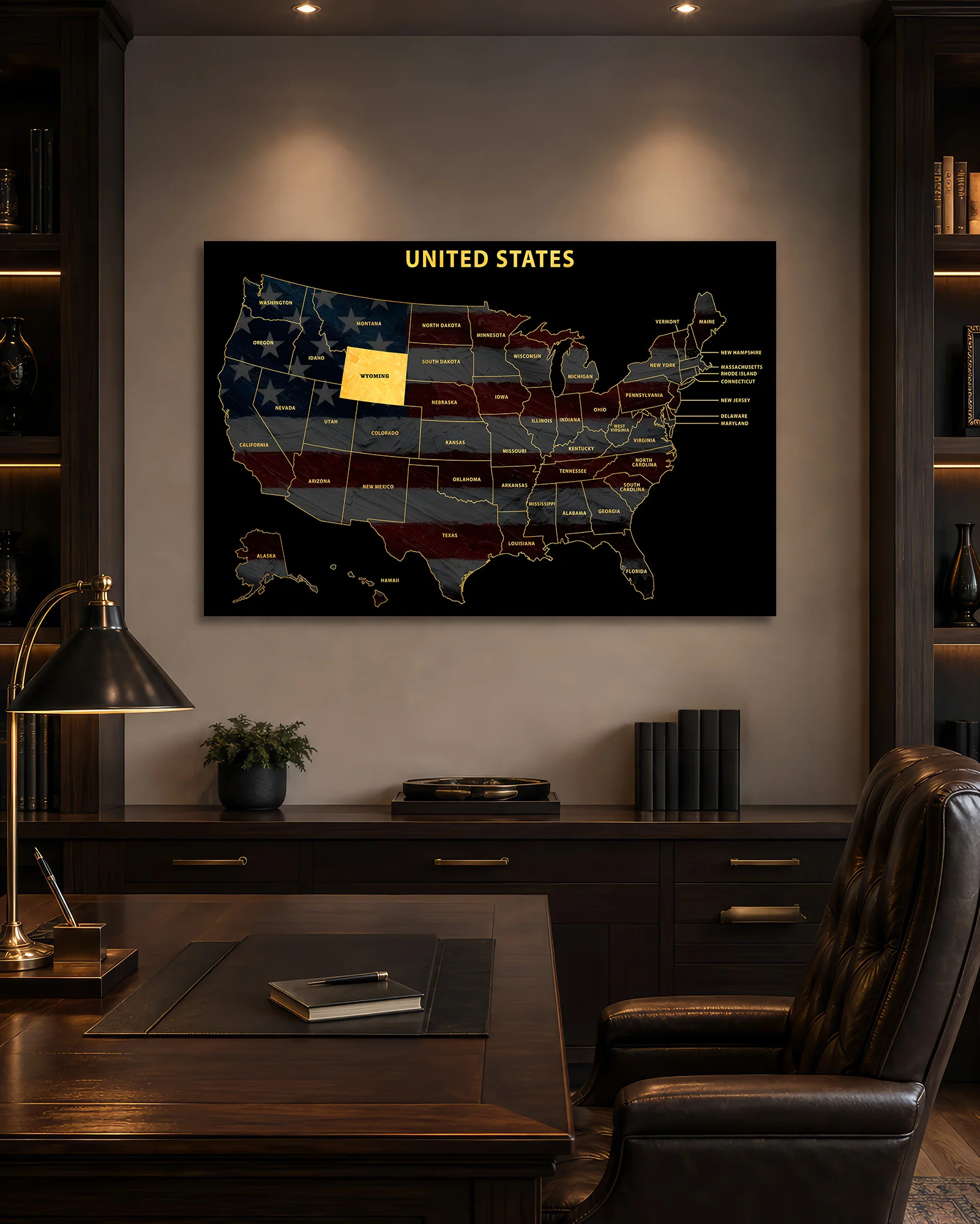 Wyoming State Map — Haptic 3D Embossed Metal Wall Art - Image 8