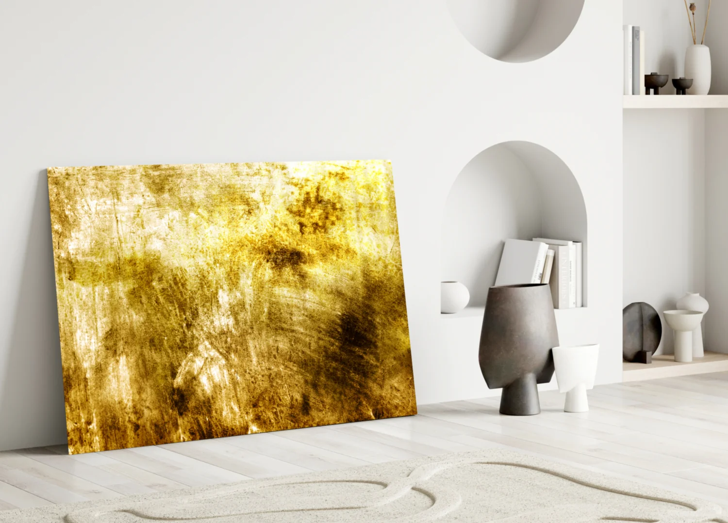 Yellow Abstract Pattern Glass Wall Art - Image 3