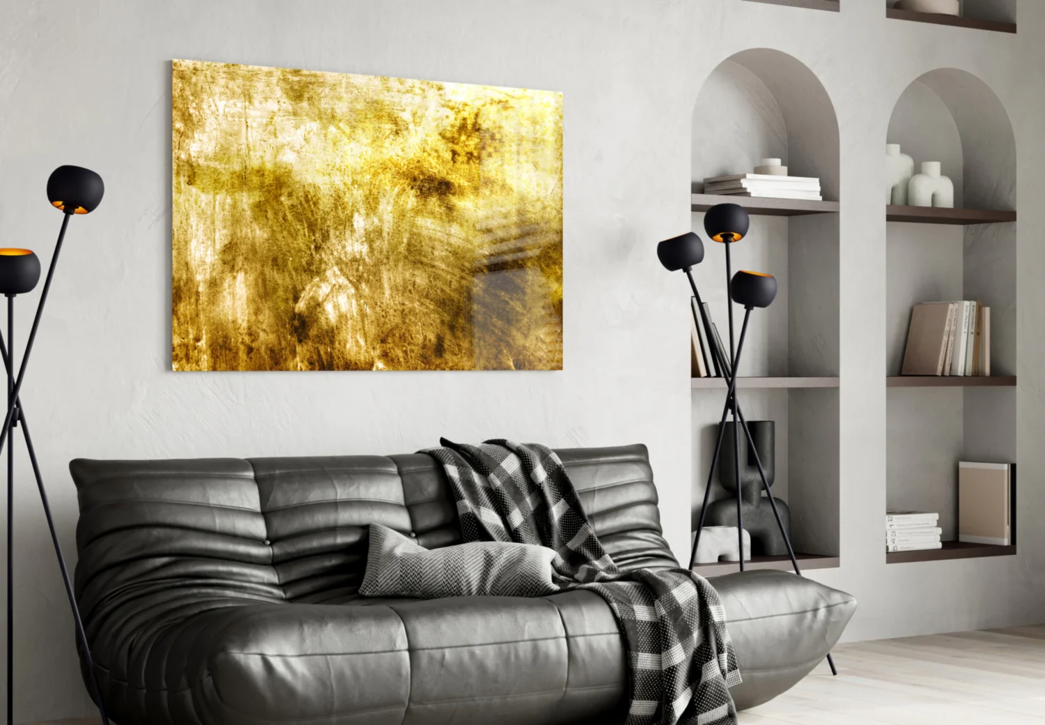 Yellow Abstract Pattern Glass Wall Art - Image 4