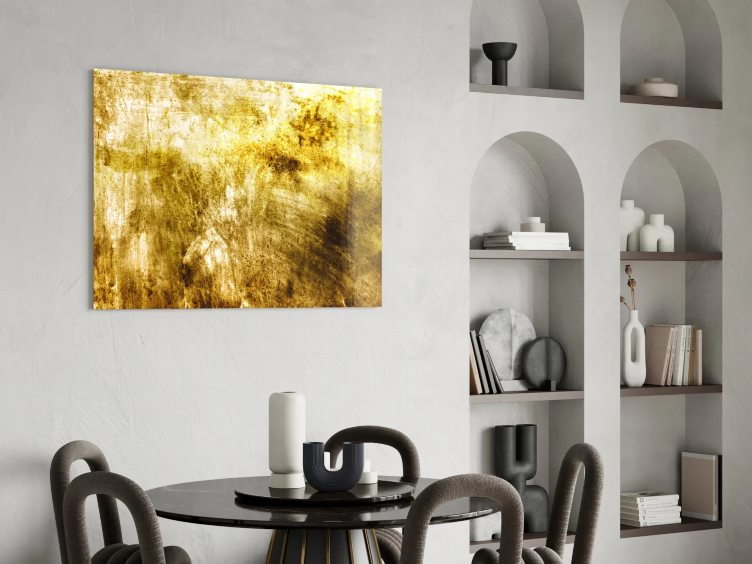 Yellow Abstract Pattern Glass Wall Art - Image 5