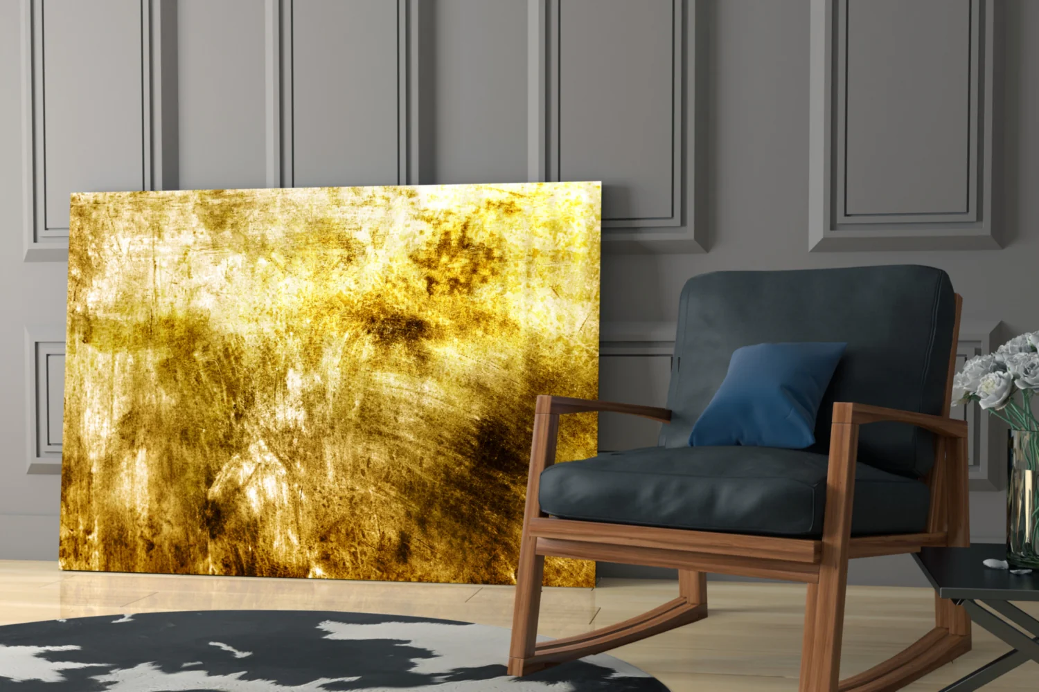 Yellow Abstract Pattern Glass Wall Art - Image 6
