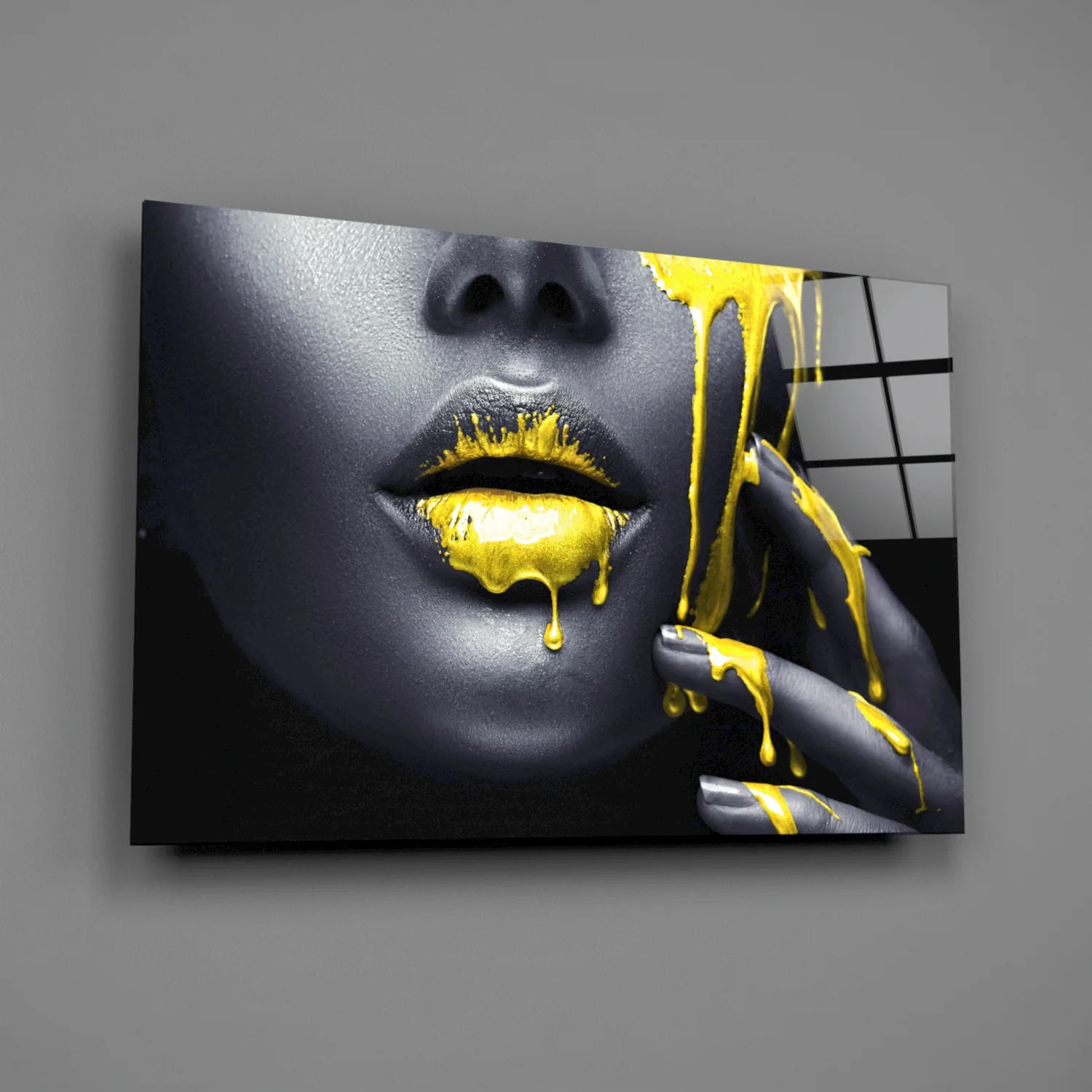 Yellow and Woman Glass Wall Art - Image 2
