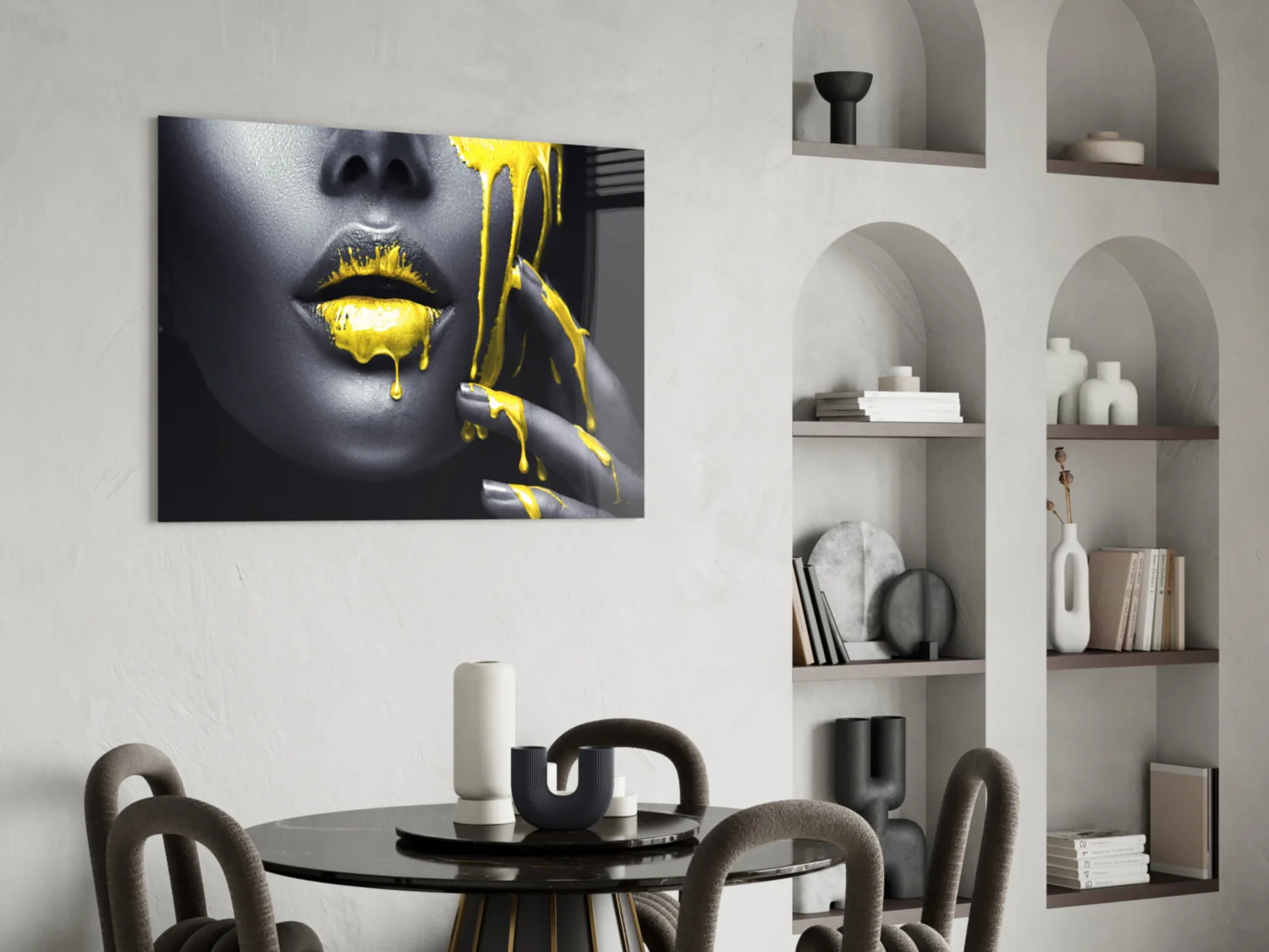 Yellow and Woman Glass Wall Art - Image 5
