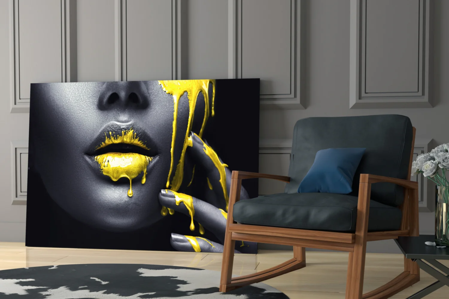Yellow and Woman Glass Wall Art - Image 6