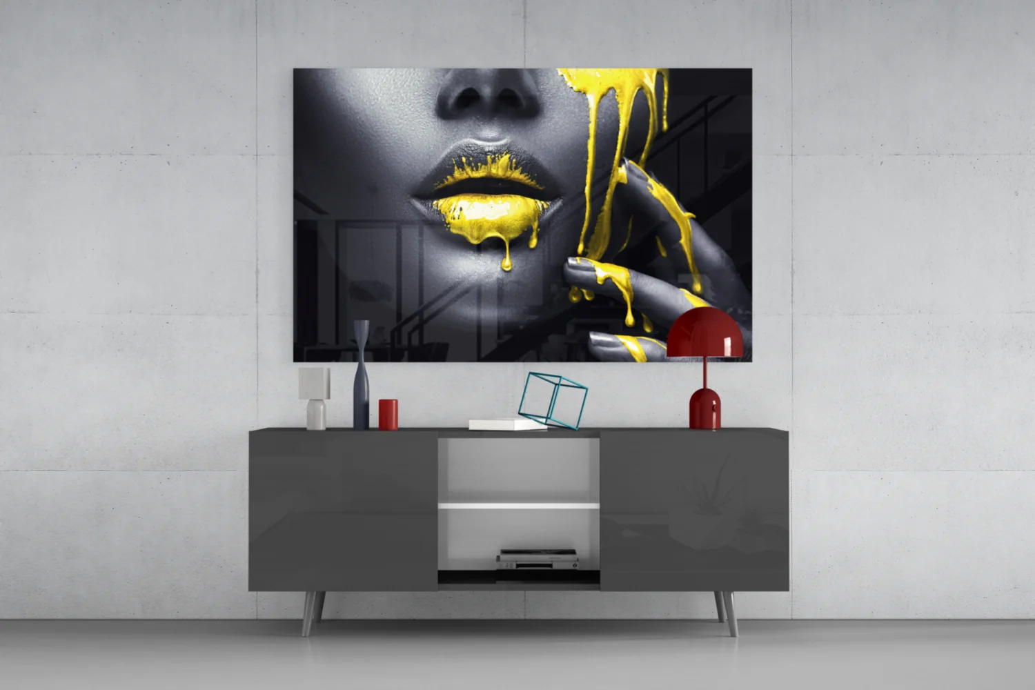 Yellow and Woman Glass Wall Art - Image 8