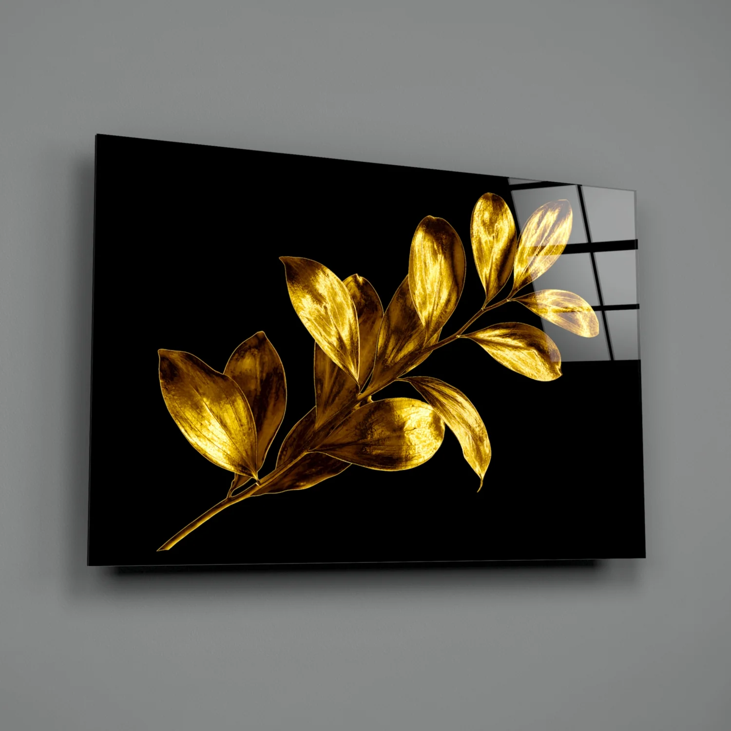 Yellow Leaves Glass Wall Art - Image 2