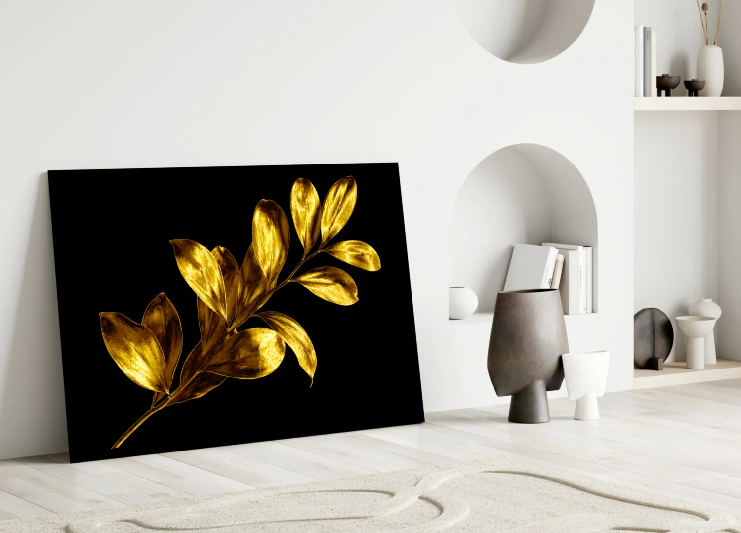 Yellow Leaves Glass Wall Art - Image 3