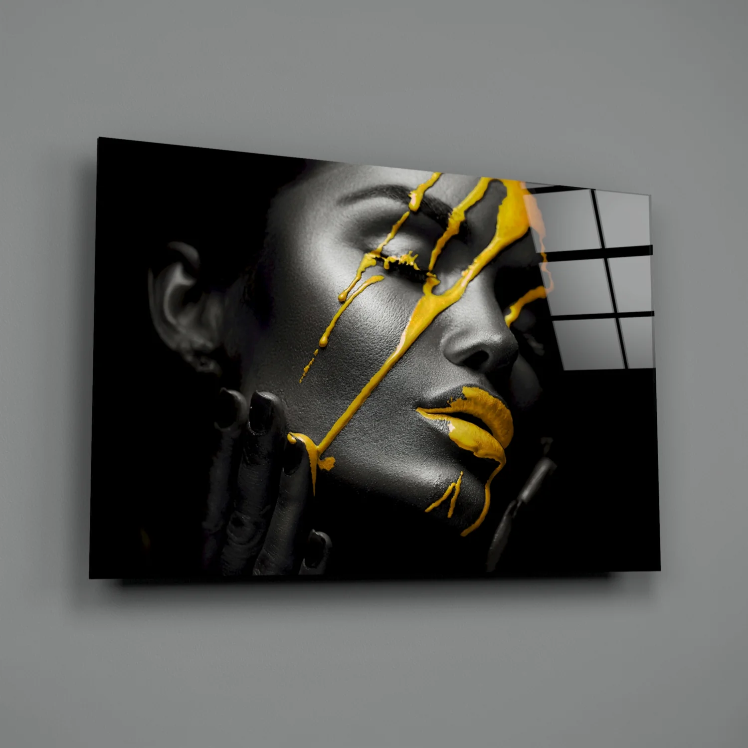 Yellow Paint Glass Art - Image 3