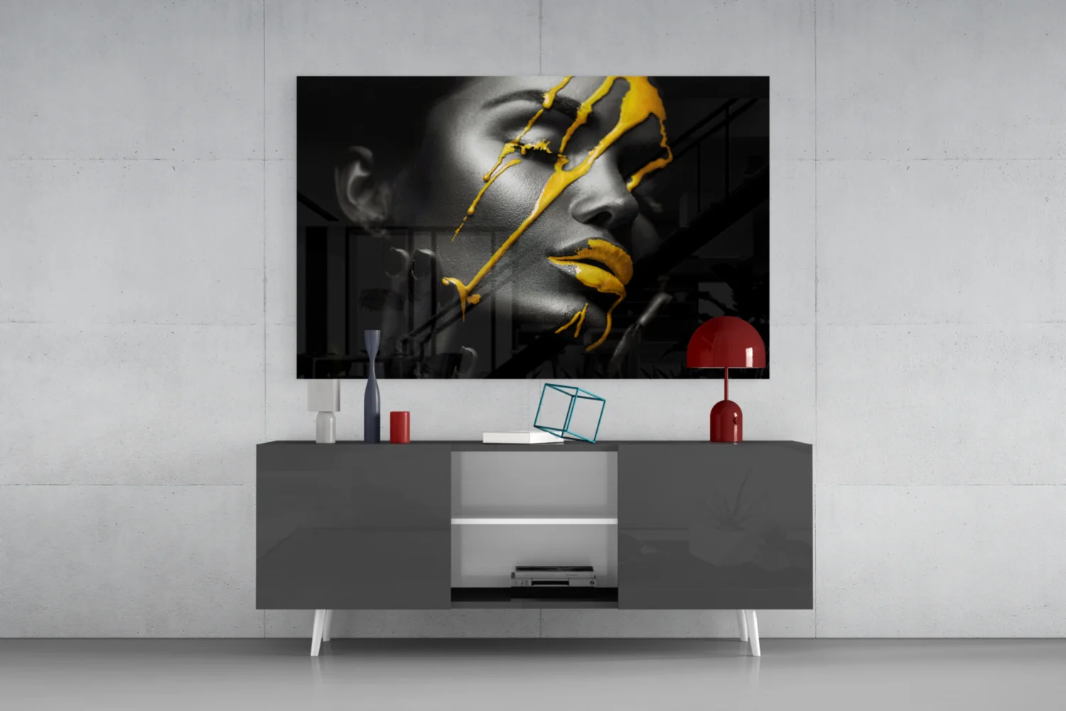 Yellow Paint Glass Art - Image 9