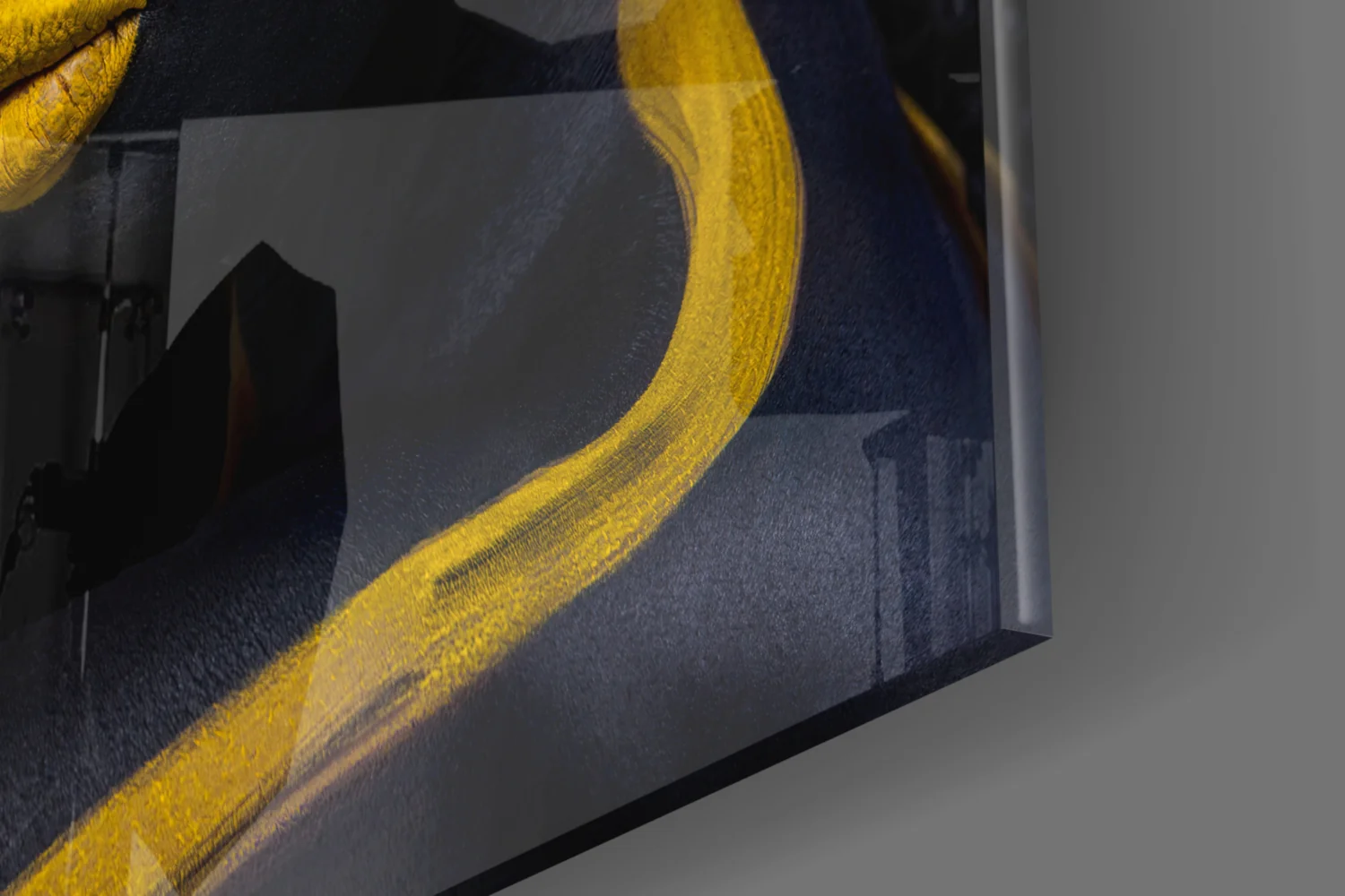 Yellow Paint Stripe Woman Glass Wall Art - Image 7